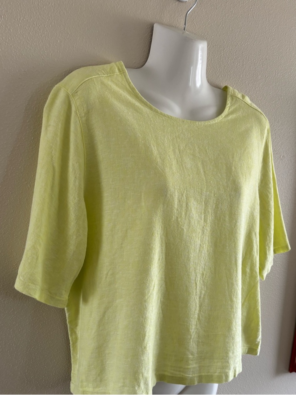 C&C California Yellow Linen Blend Boxy Cropped Oversized Top Button Back Size M - Picture 3 of 7